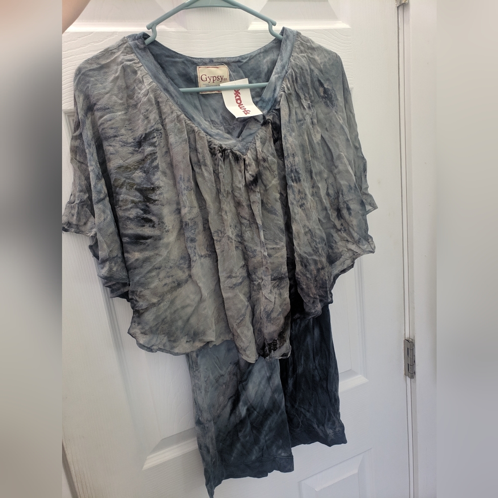 Grey Blue Silk Dress